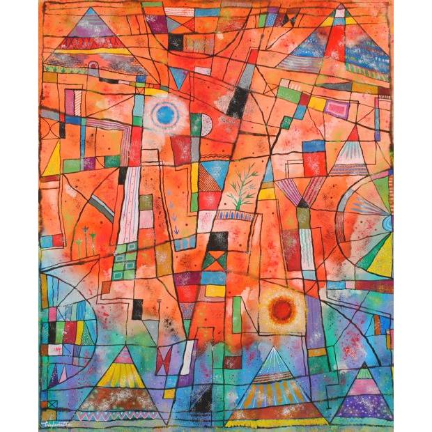 抽象画 絵画 現代アート 水彩画 若松愛子 コンストラクション L-5