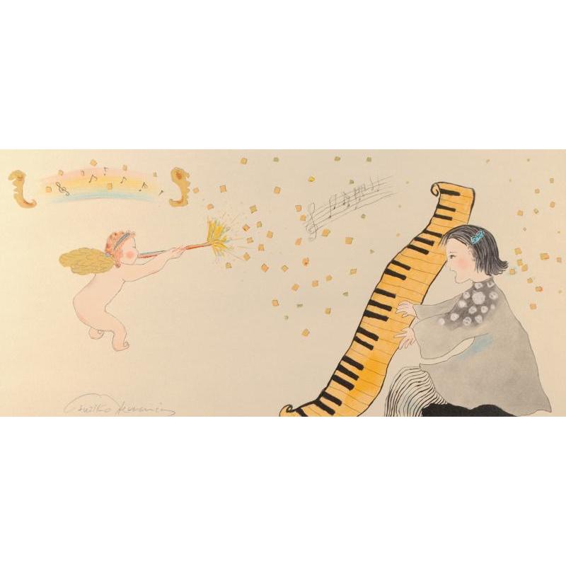 フジ子・ヘミング 天使の訪れ インテリア 絵画 ピアニスト シルク