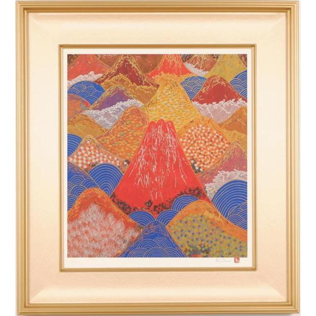 平松礼二 秋山水・ジャポン 富士山 絵画 赤富士 和風 インテリア