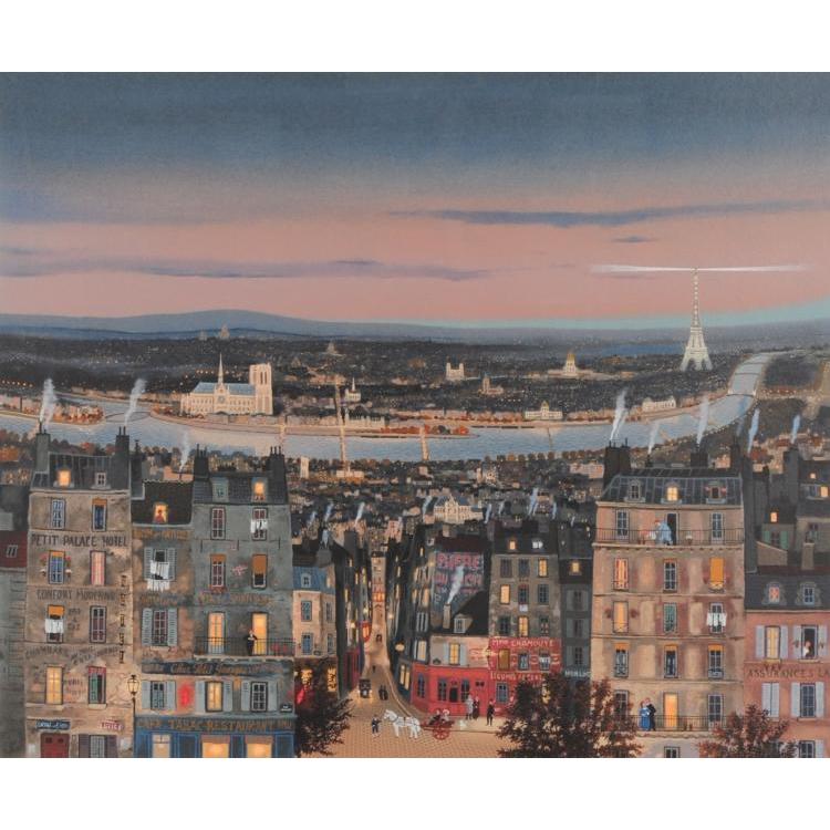 ミッシェル・ドラクロワ 夜の左岸 パリ 絵画 風景画 夜景 フランス