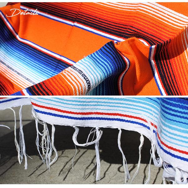 サラペ マルチカラー No.37 メキシカン ラグ オレンジ 大判 メキシコ