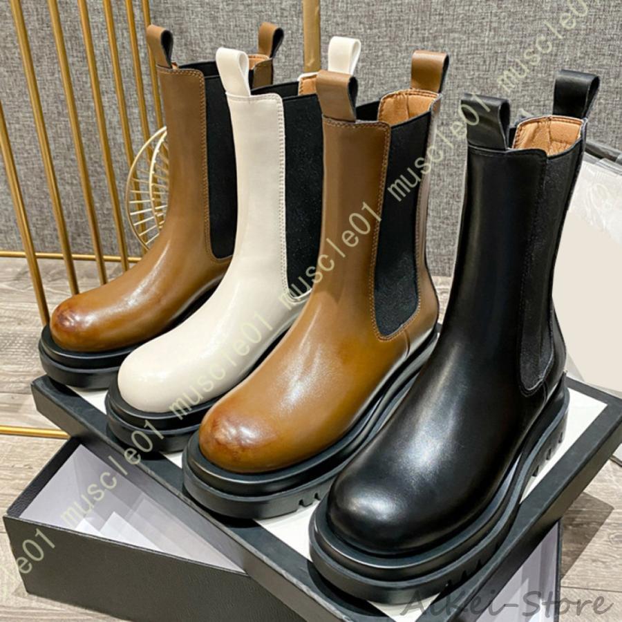 ブーツ ミドル丈 チェルシーブーツ レディース サイドゴア 本革 秋冬靴