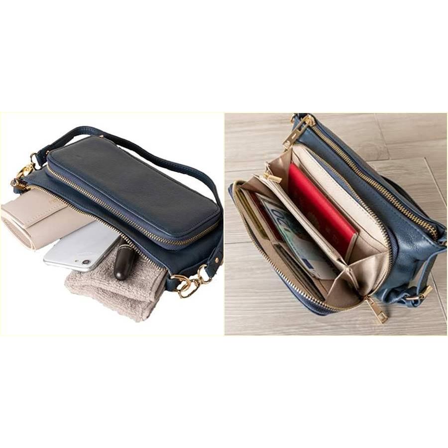 お財布ポシェット ショルダーポーチ 良質牛革 本革 オレンジ No.44460N