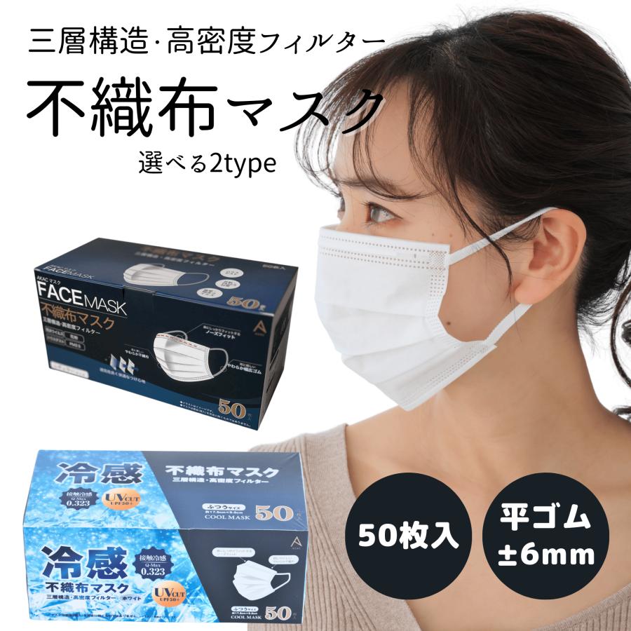 不織布マスク 50枚セット 6mm平ゴム 使い捨てマスク99％カット