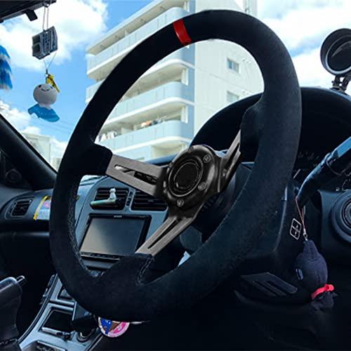 VEHSUN ステアリング 35パイ ハンドル 車用 ディープコーン ブラック