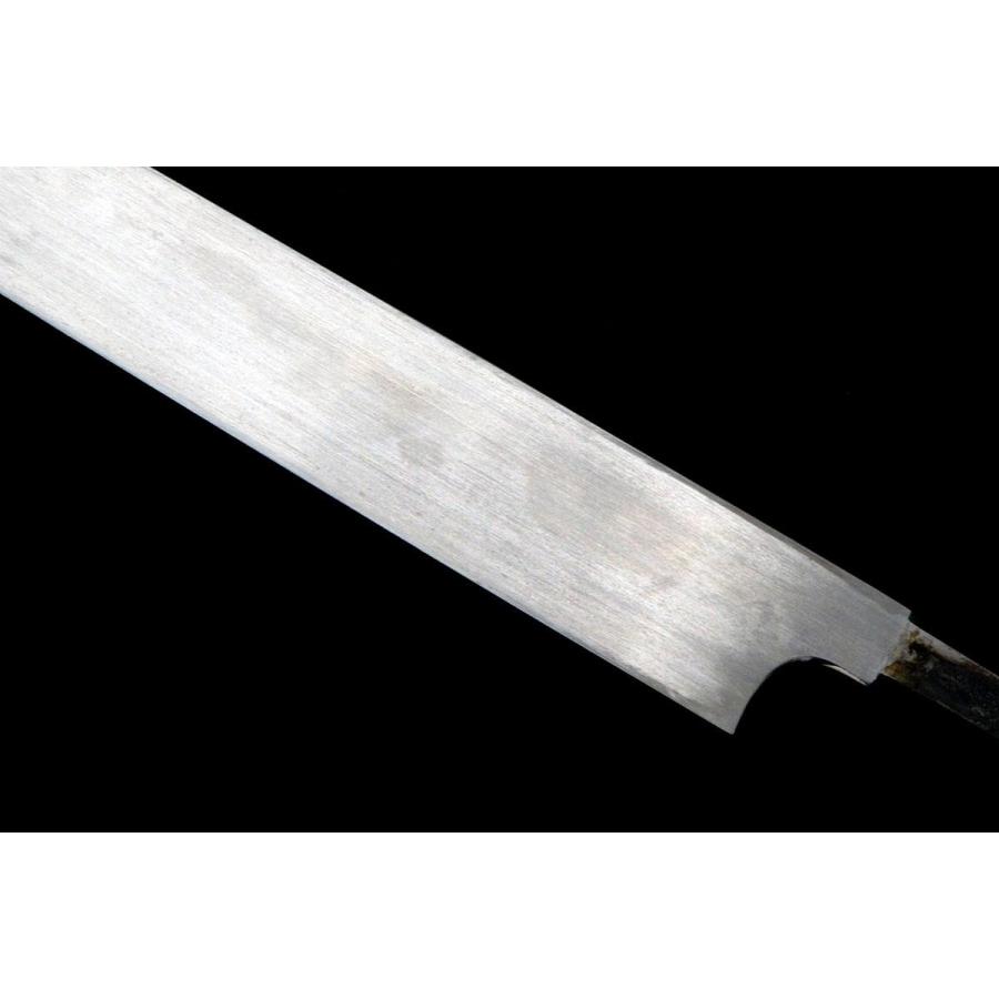美品｜粟田口一竿子忠綱 銘刻印無し 柳刃包丁 水焼 尺 鏡面 朴柄 白鞘