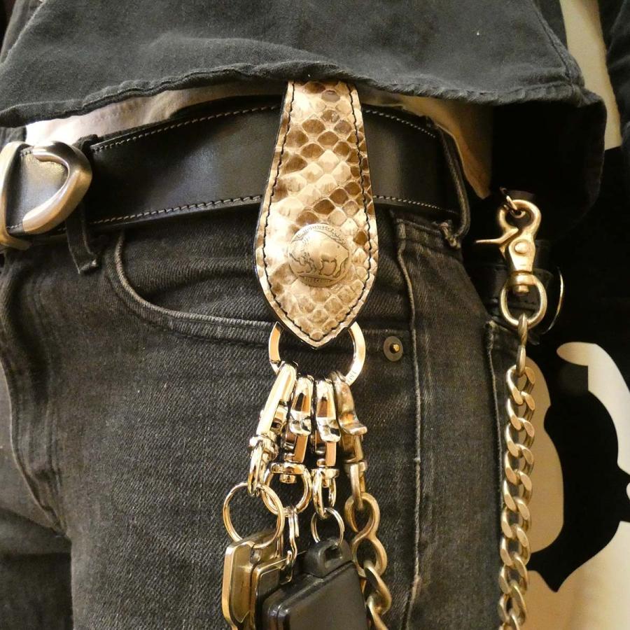 ベルトキーホルダー パイソンレザー 蛇革 ヘビ革 メンズ レディース 革