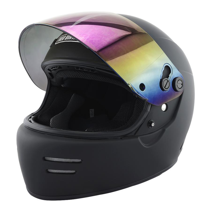 フルフェイスヘルメット マットブラック×レインボーミラーシールド M