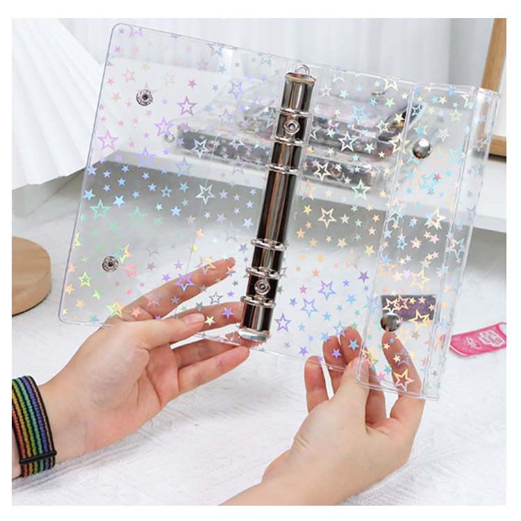 シール帳【リフィル10枚付き】M5 クリア A7 透明 星柄 持ち運び 手帳型