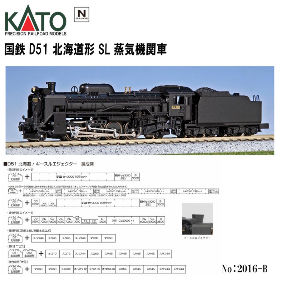 No:2016-B KATO 国鉄 蒸気機関車 D51 北海道形 鉄道模型 Nゲージ