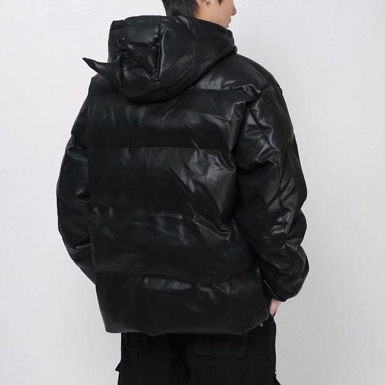 オラオラ系 ダウンジャケット メンズ V系 レザージャケット 悪魔耳