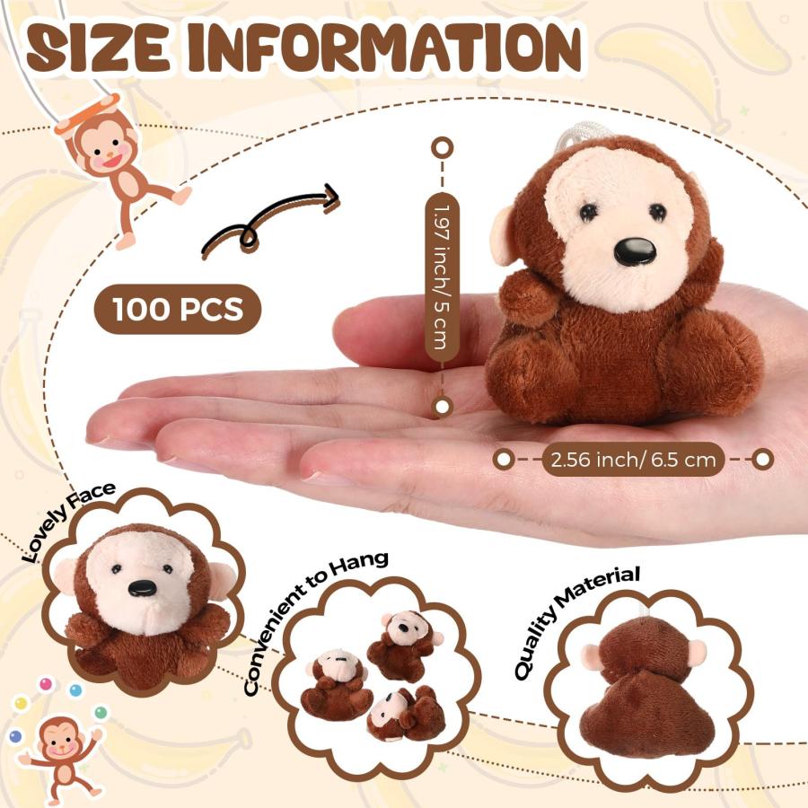 並行輸入品】Simgoing 100個 ミニモンキー ぬいぐるみ バルク 1.97