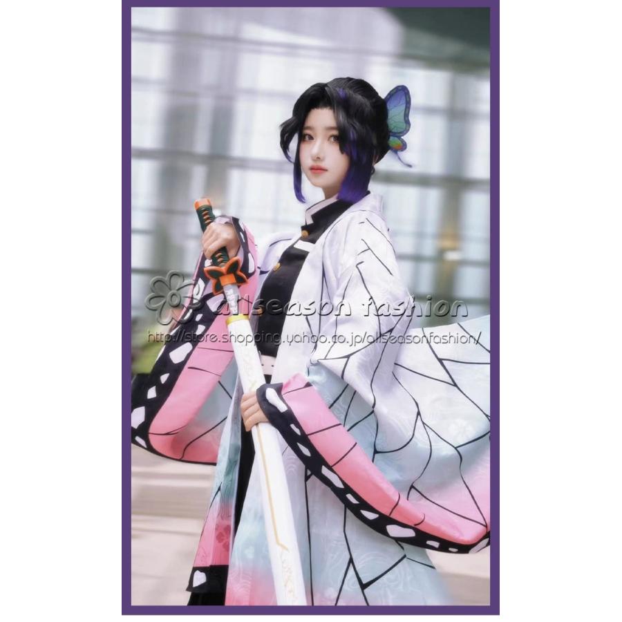 鬼滅の刃 風胡蝶 しのぶ 刺繍制服 コスプレ衣装 ウィッグ 靴 道具