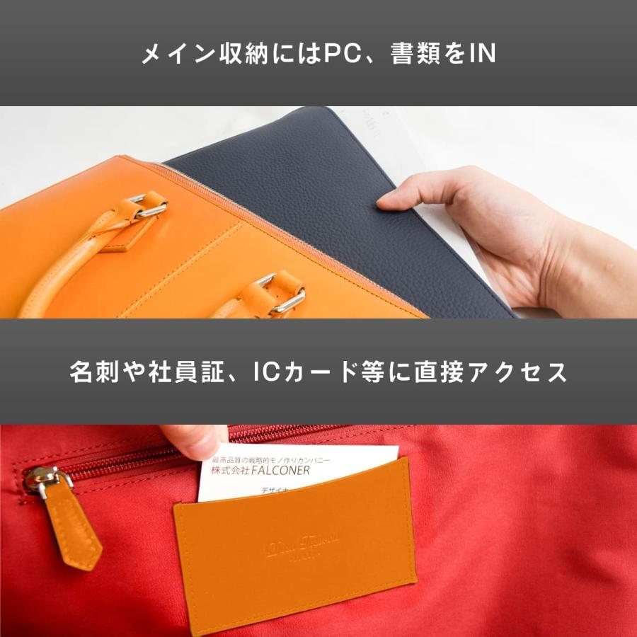 DomTeporna Italy 本革 ビジネスバッグ メンズ 薄型 薄い 軽量 牛革