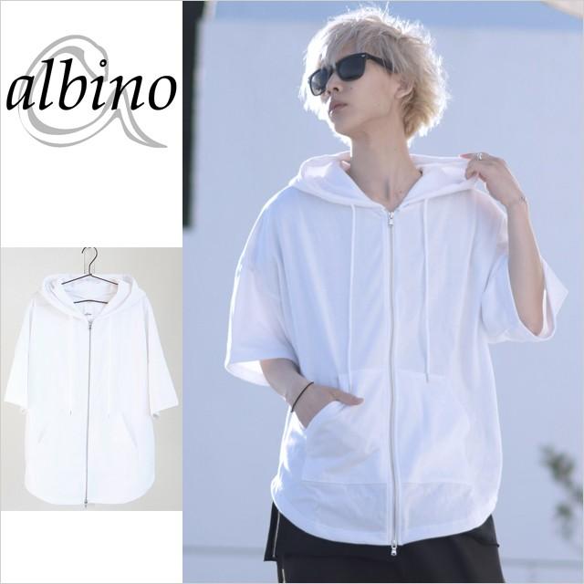 パーカー メンズ ボリュームネック ダブルジップ 半袖 ZIP ビッグ