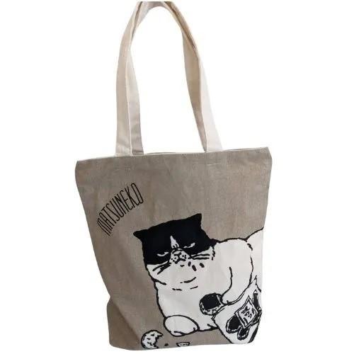 Mintinn A4入る縦型トートバッグ 21181 マツネコぐうたら 猫柄 : 銀座