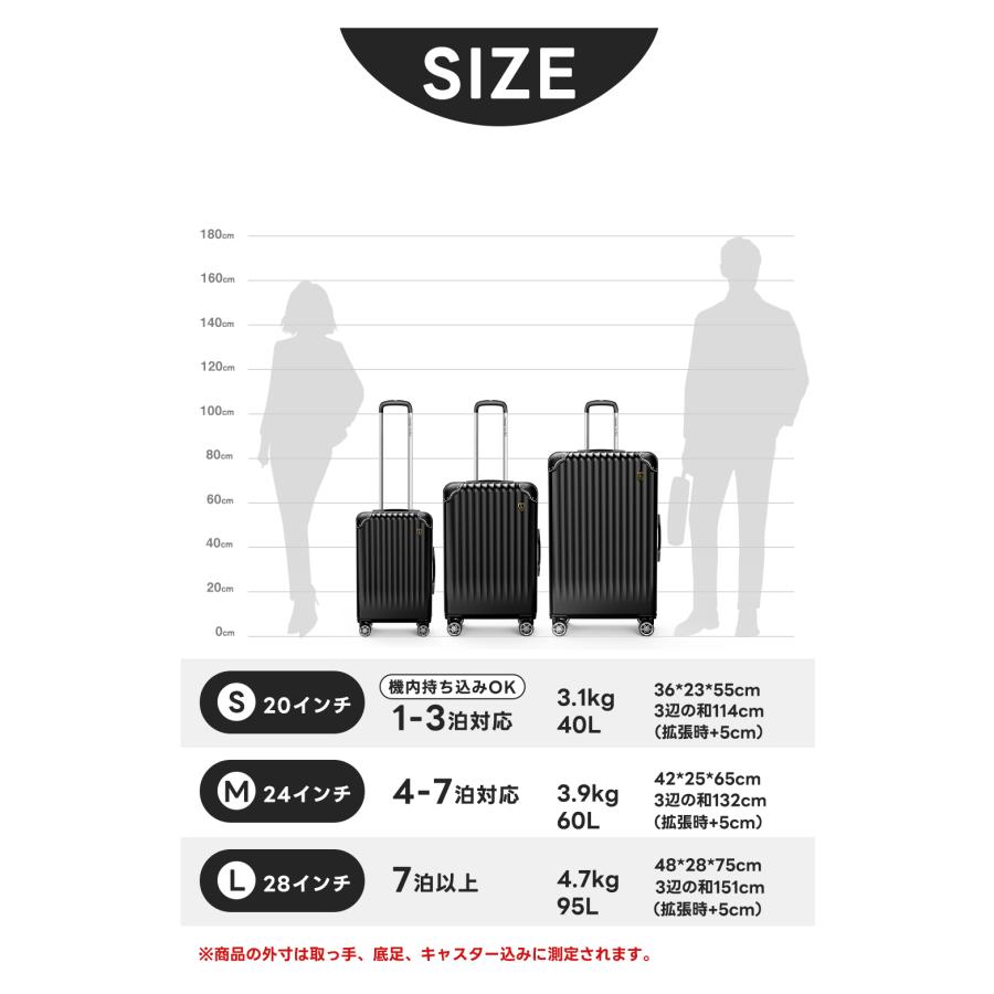 New Trip スーツケース 拡張機能付き キャリーケース キャリーバッグ L