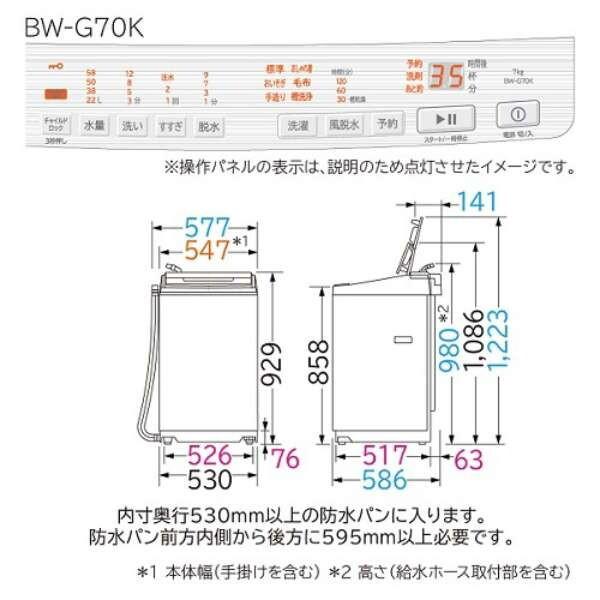 日立（HITACHI） 洗濯機 縦型 7kg 全自動洗濯機 ビートウォッシュ BW