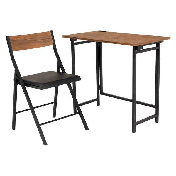 HAGiHARA（萩原） LDC-4778BR 折りたたみデスクチェアセット ブラウン