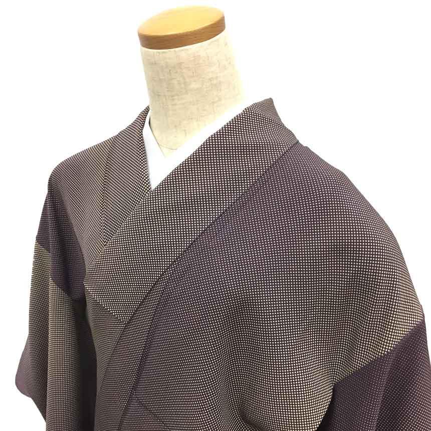 京やC095 正絹 小紋 江戸小紋 行儀文様 伝統工芸 ドット柄 水玉文様