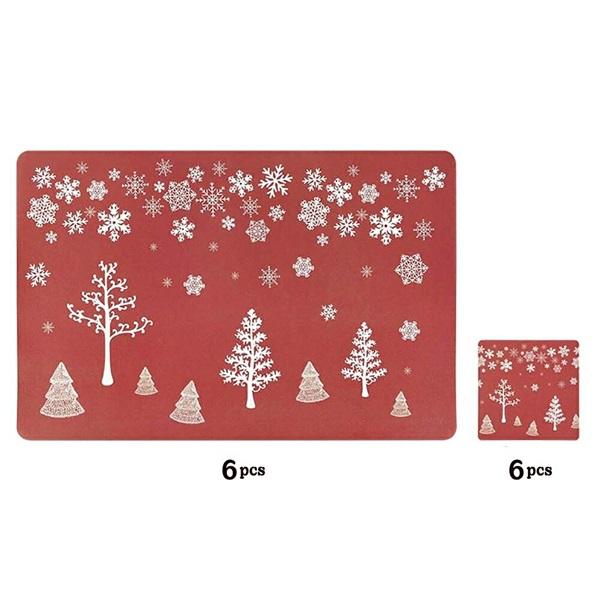クリスマス 赤 ランチョンマット 6枚セット コースター6枚付き 送料