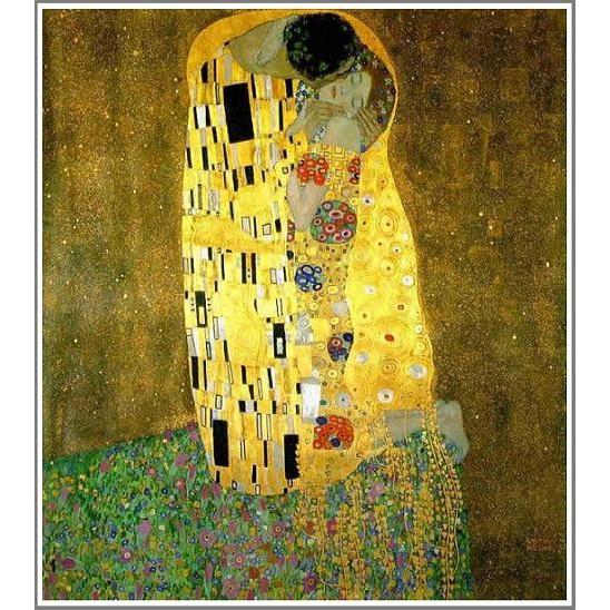 複製画 送料無料 絵画 油彩画 油絵 模写グスタフ・クリムト「接吻」F10