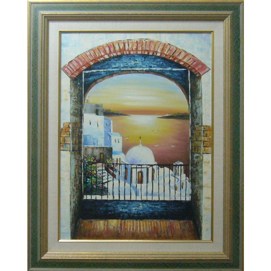 イグナシオ 絵画 肉筆油絵 風景画 地中海 シコノスの陽 送料無料