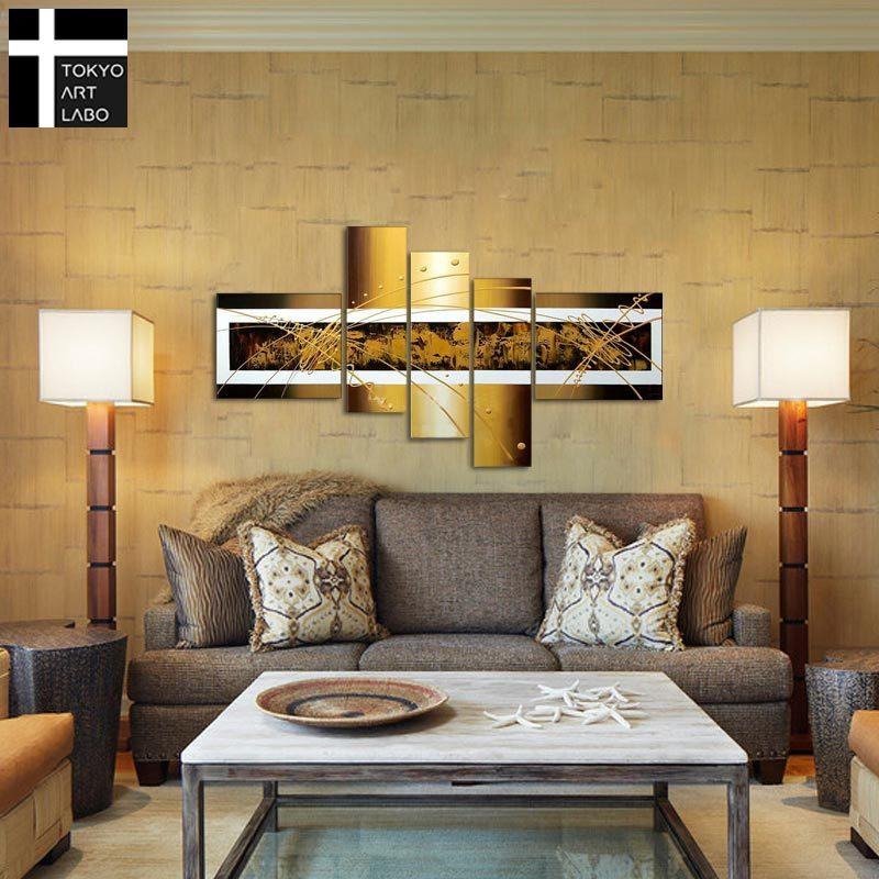 絵画 金色の抽象 5枚組 風水 インテリア アートパネル おしゃれ 玄関