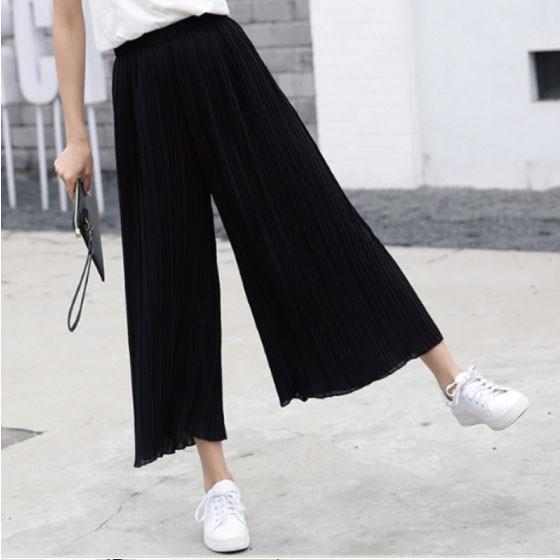 ワイドパンツ レディース 春 夏 春夏 ガウチョパンツ プリーツ