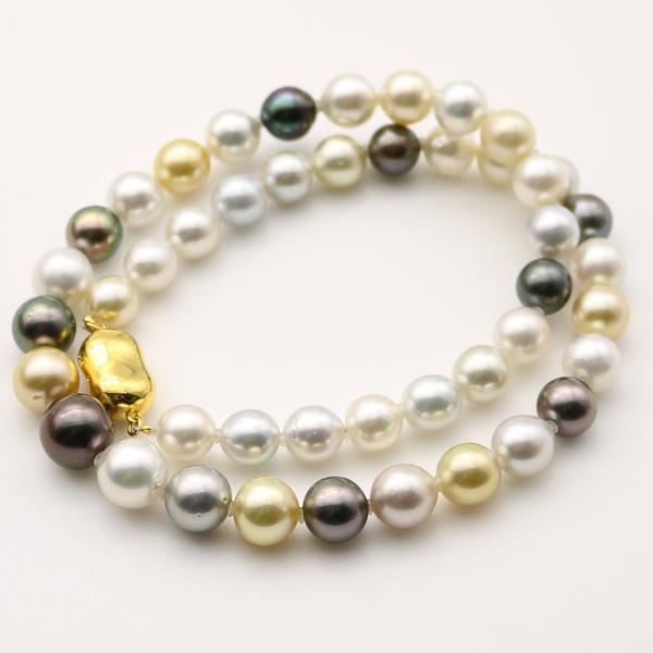 真珠 パール ネックレス 南洋白蝶真珠 黒蝶真珠 8mm-10mm パール