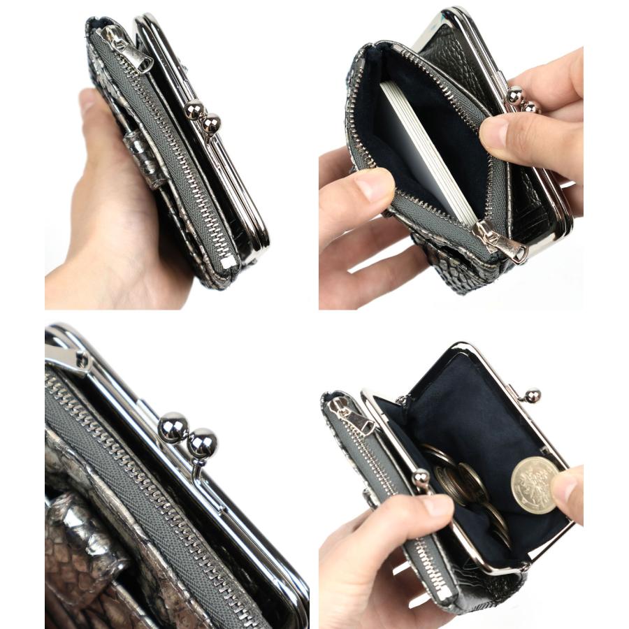 二つ折り財布 がま口 ZOO ズー 蛇革 ダイヤモンドパイソン ユニ