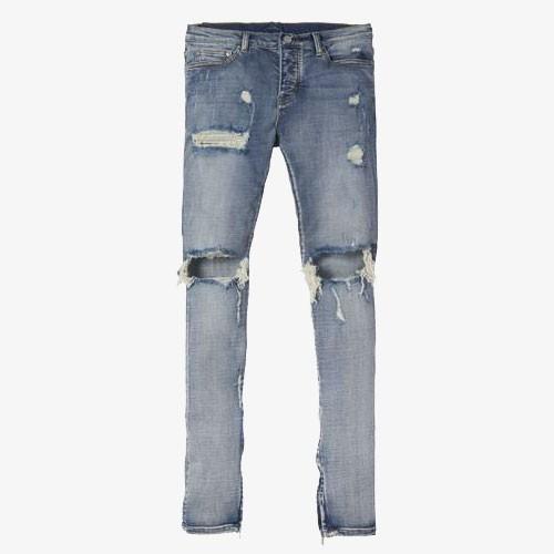 mnml（ミニマル） 爆買 ストレッチ 裾ZIP(ジップ) ダメージクラッシュ