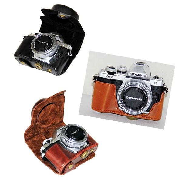 レザーカメラケース オリンパス OLYMPUS OM-D E-M10 Mark III & II 用