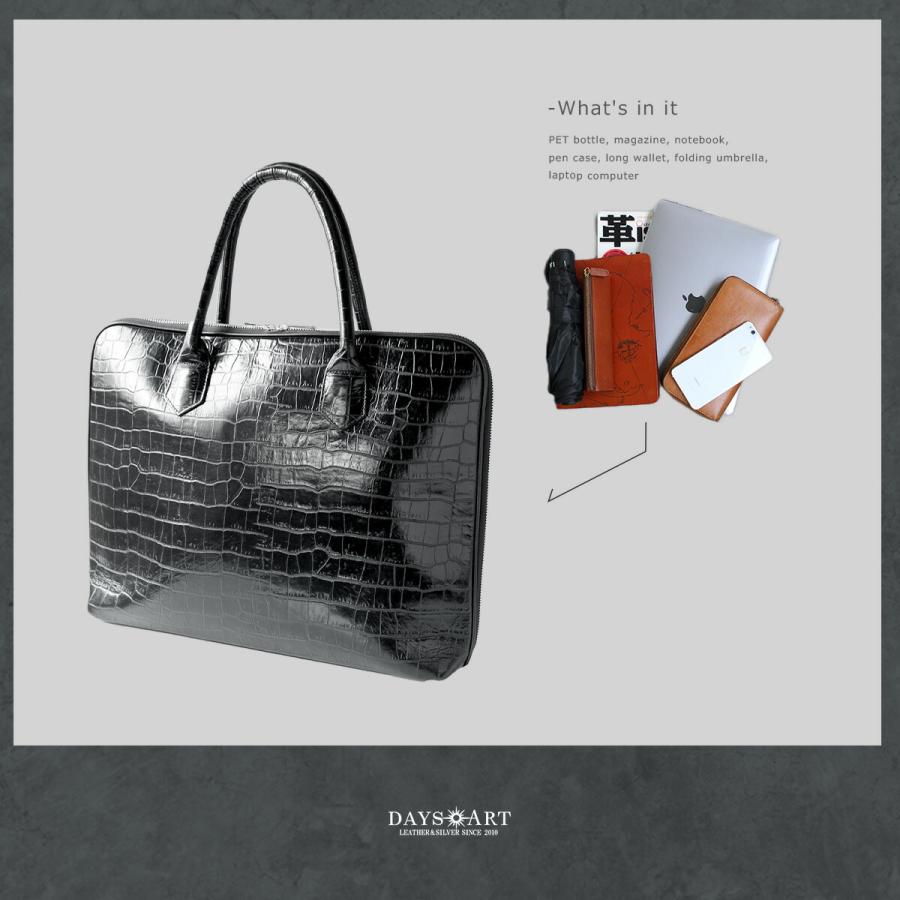 ブリーフケース クロコ型押し シュリンクレザー トートバッグ レザー