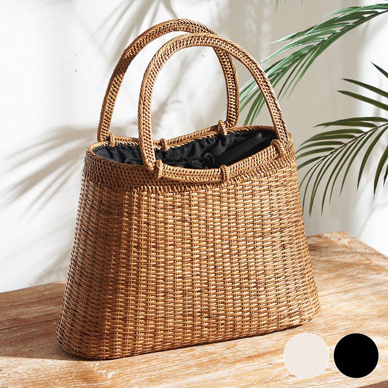 かごバッグ アタ バッグ レディース 巾着付 ハンドバッグ アジアン雑貨