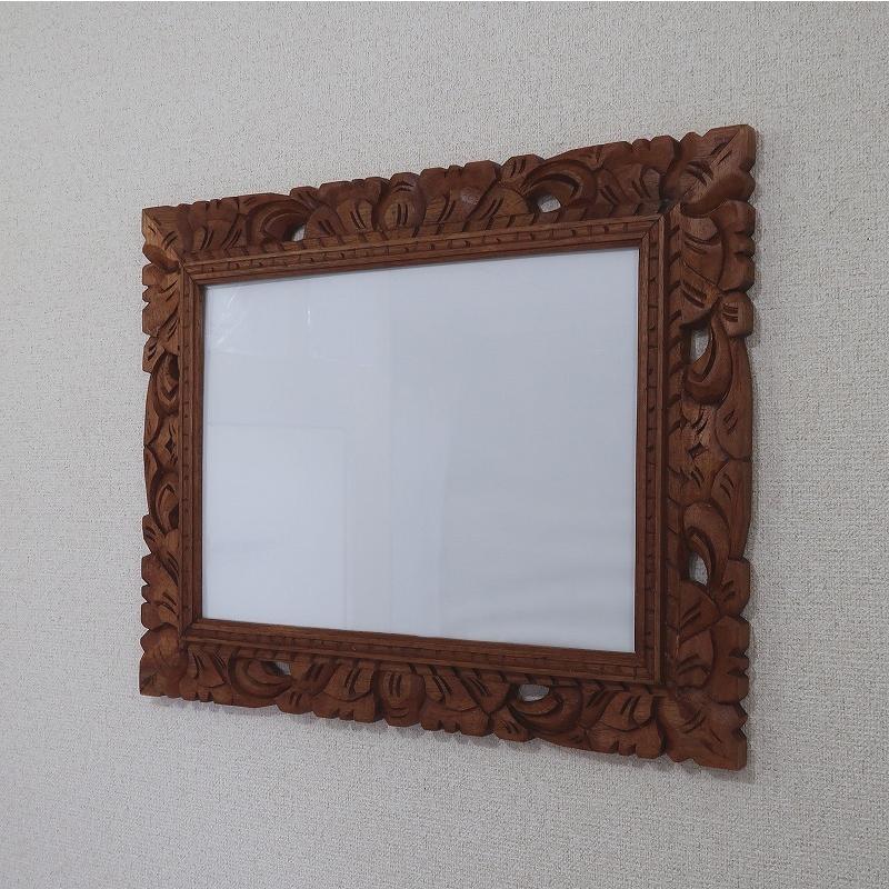 木彫りのフォトフレーム 額縁 アンティーク調 A3サイズ収納 木彫り彫刻