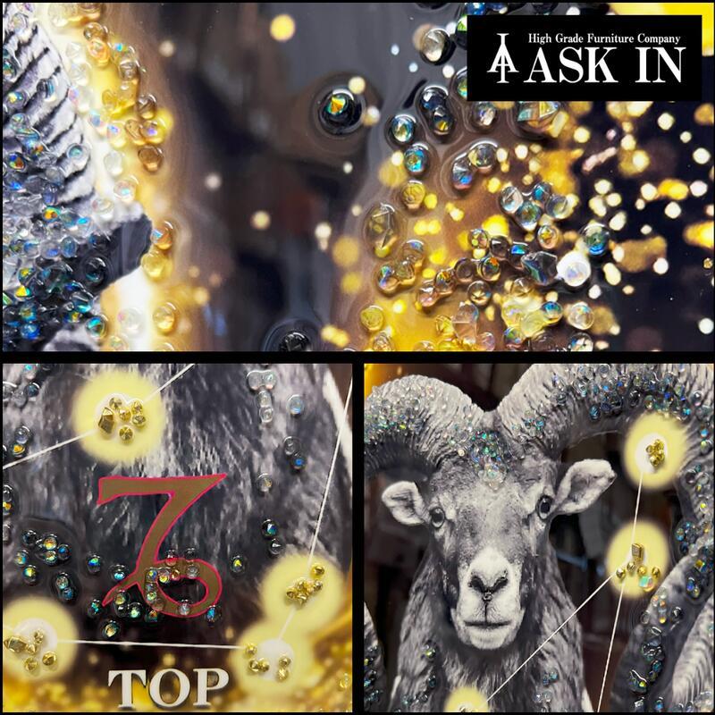 クリスタルアート トップ 51x51cm やぎ 山羊座 capricorn 星座 星