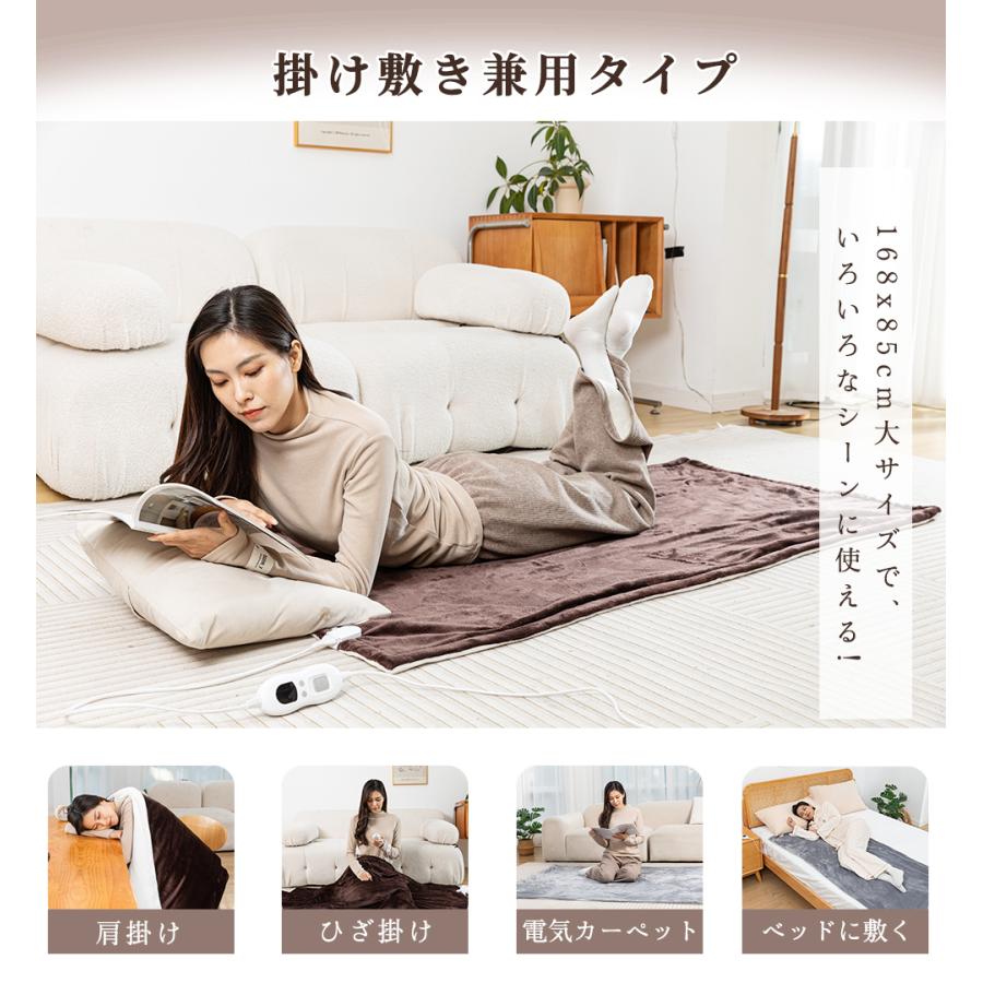 電気毛布 ひざ掛け 掛け敷き兼用 掛け敷き毛布 速暖 6段階温度調整