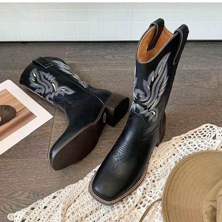 ウエスタンブーツ レディース ロングブーツ 防寒ブーツ 革ブーツ