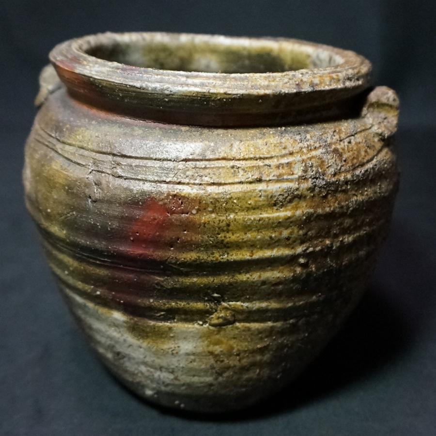 古備前】種壺 茶道具 水指 花入 花瓶 耳付 壺 蹲 甕 高さ15cm