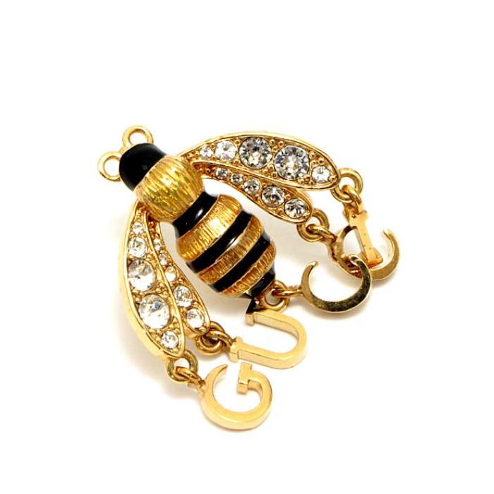 GUCCI（グッチ） 美品 ビー Bee スイング ロゴ ジルコ ピアス ミツバチ