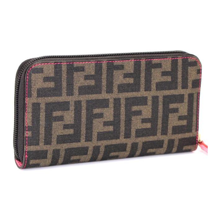 FENDI（フェンディ） ズッカ柄 ラウンドファスナー長財布 ブラウン