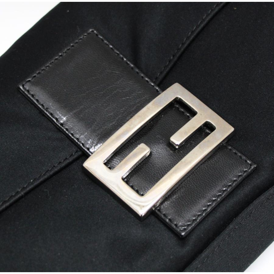 フェンディ FENDI マンマバケット ショルダーバッグ サテン 黒 【72625