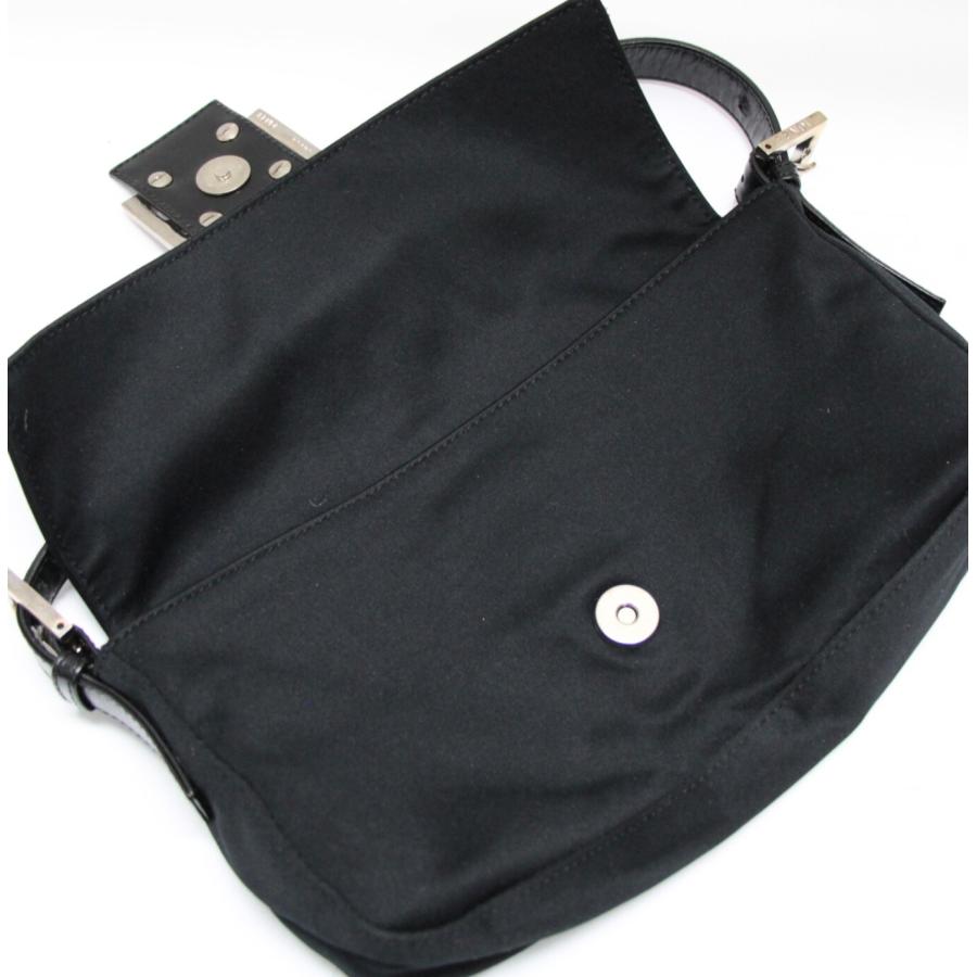 フェンディ FENDI マンマバケット ショルダーバッグ サテン 黒 【72625