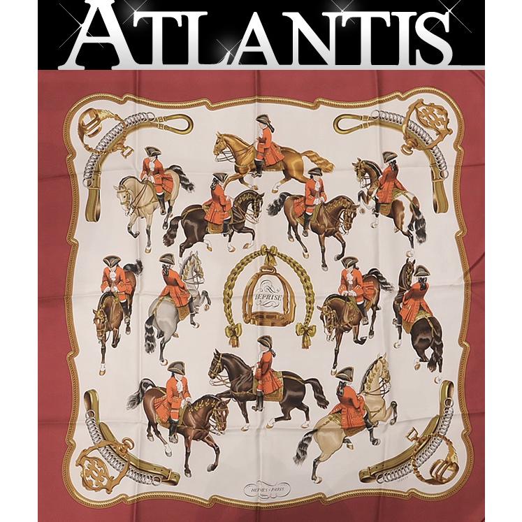 広尾店】美品 エルメス HERMES カレ90 大判スカーフ REPRISE 乗馬風景