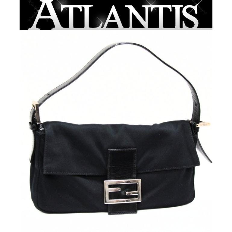 フェンディ FENDI マンマバケット ショルダーバッグ サテン 黒 【72625