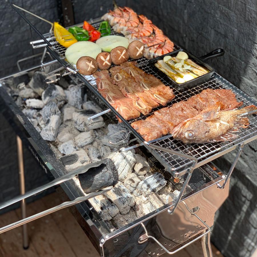 GREEN LIFE（グリーンライフ） 炭足しカンタンステンレスBBQコンロ GSB