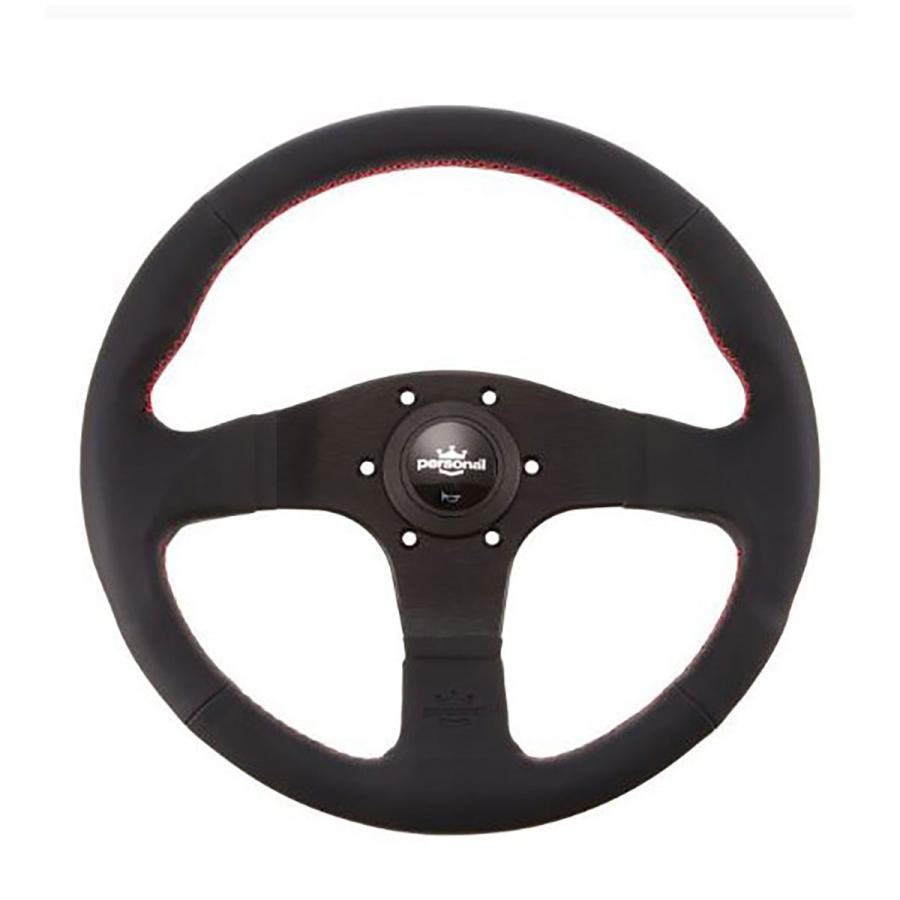 personal BLITZ Leather ステアリング ブラックレザー／レッドステッチ
