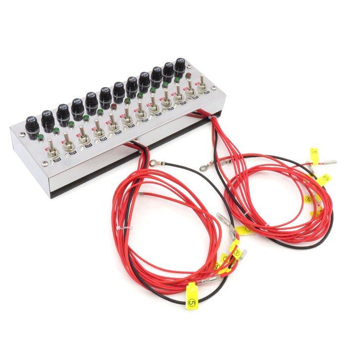 汎用 12V / 24V トラック 12連 スイッチ ボックス ステンレス メッキ
