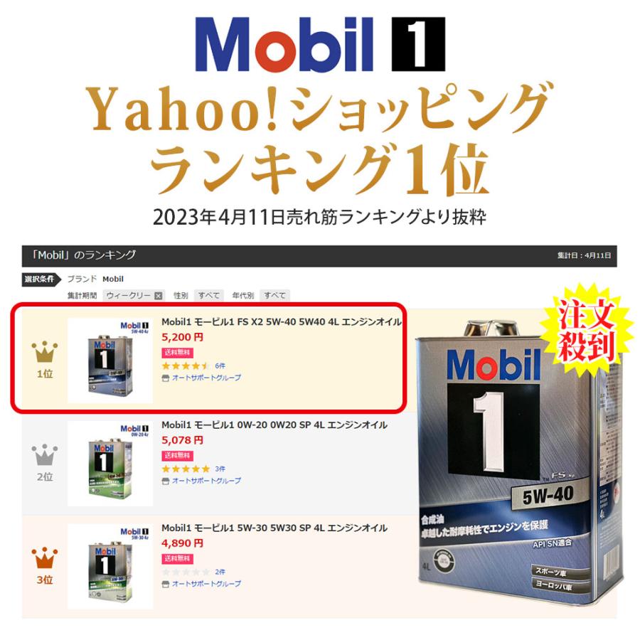 Mobil（モービル） エンジンオイル 5W-40 FS X2 モービル1 Mobil1 4L缶